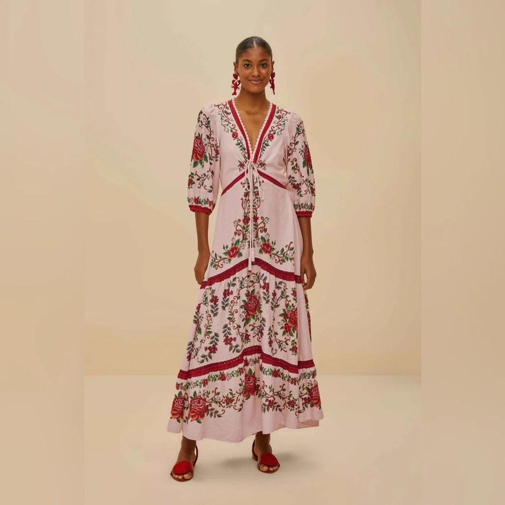 Farm Rio Pink Flower Tapestry Lenzing™
Ecovero™ Euroflax Maxi Dress - Picture 4 of 11